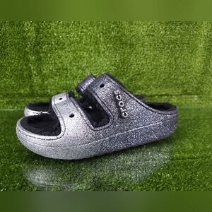 Crocs Glittery Silver Clogs Womens Size 8